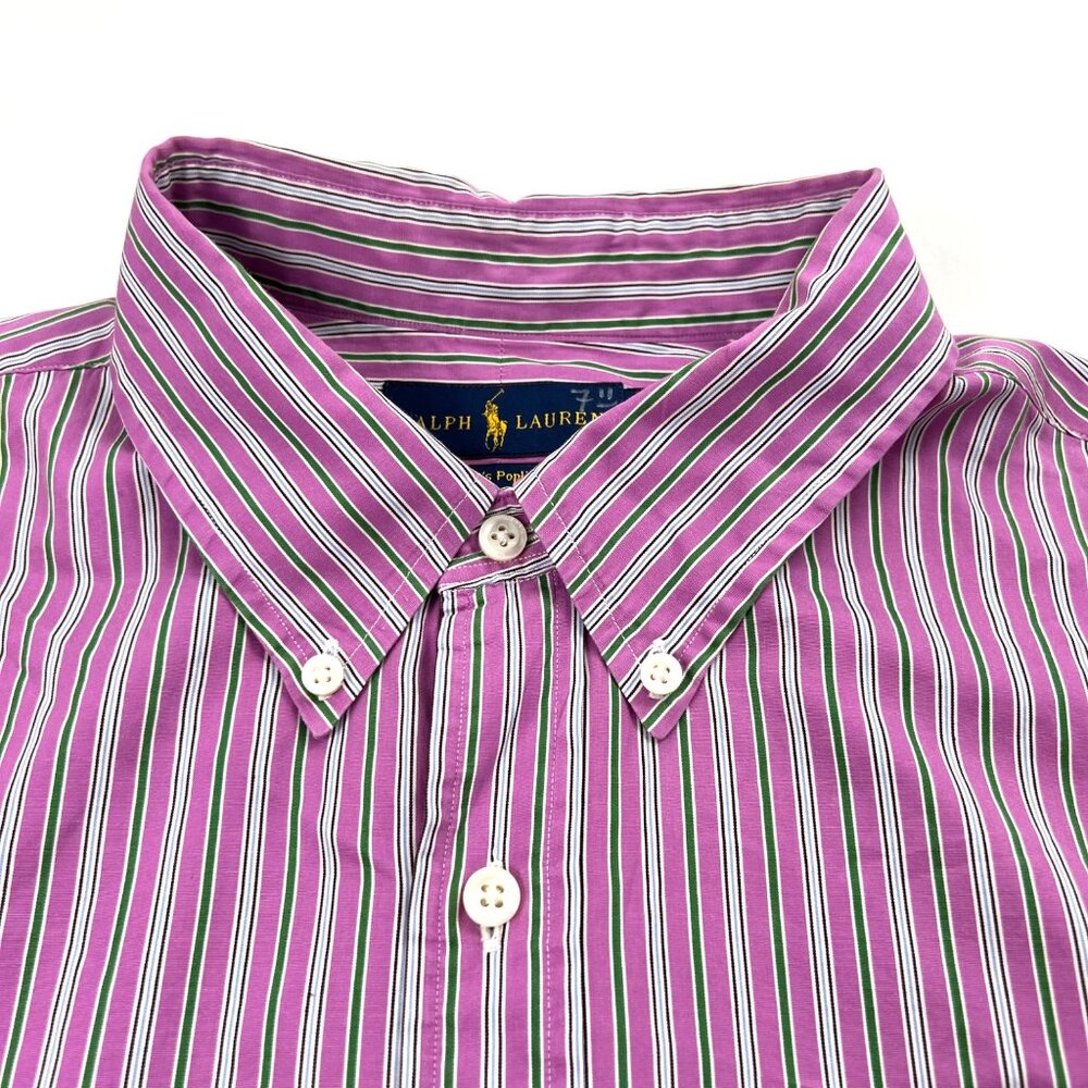 Ralph Lauren Mens 120s Poplin Striped Button-Down Shirt XXL Long Sleeve Pony - Picture 2 of 9